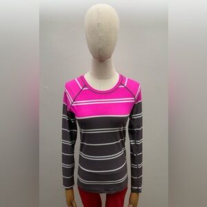 Athleta Pink and Gray Striped Long Sleeve Top Size XS